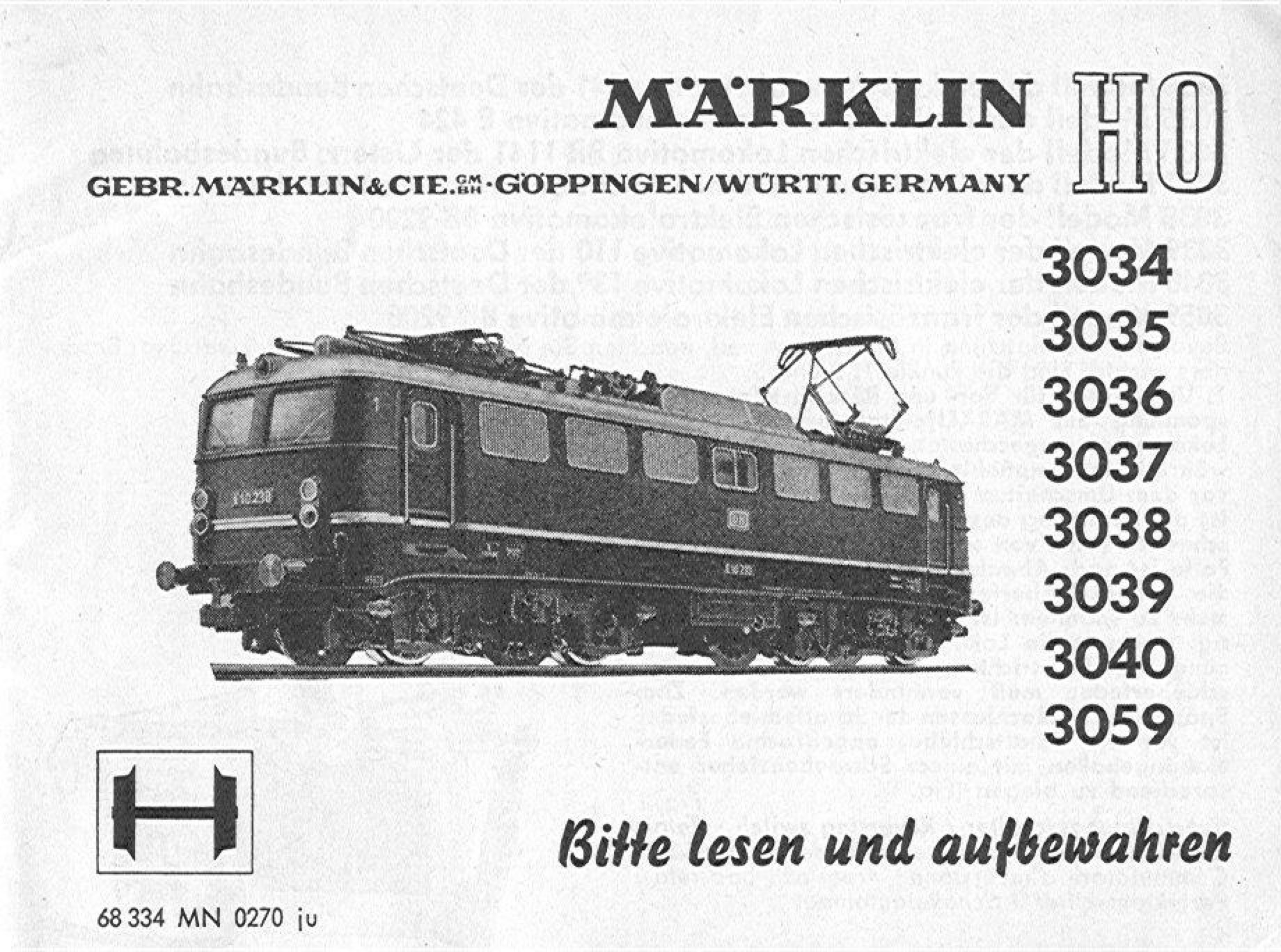 0137272 1970 – Märklin Bedienungsanleitung – 3034, 3035, 3036, 3037, 3038, 3039, 3040, 3059 – 68 334 – MN 02 70 ju (Bedienungsanleitung)