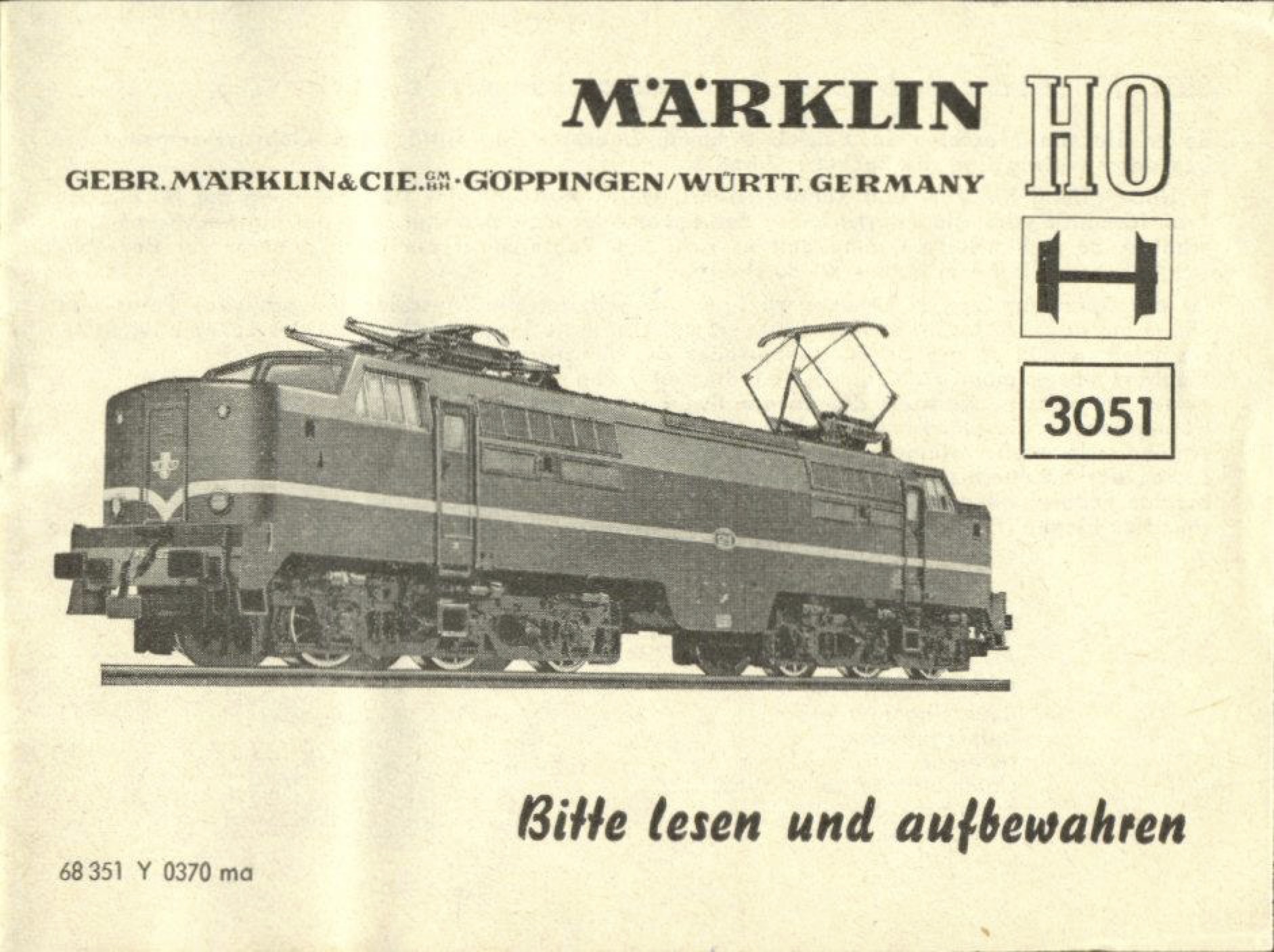 0137315 1970 – Märklin Bedienungsanleitung – 3051 Serie 1200 NS – 68 351 Y 03 70 ma (Bedienungsanleitung)