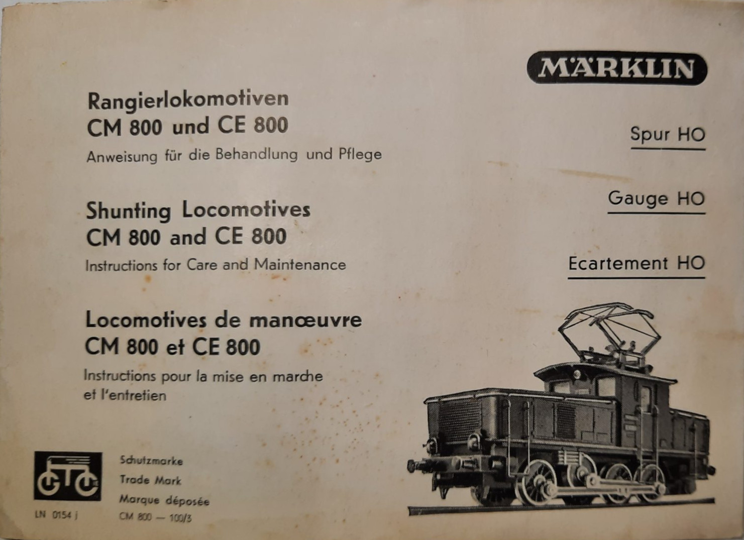 1954 : Bedienungsanleitung Rangierlokomotiven CM 800 und CE 800 - Anweisung für die Behandlung und Pflege CREATOR: gd-jpeg v1.0 (using IJG JPEG v62), quality = 82