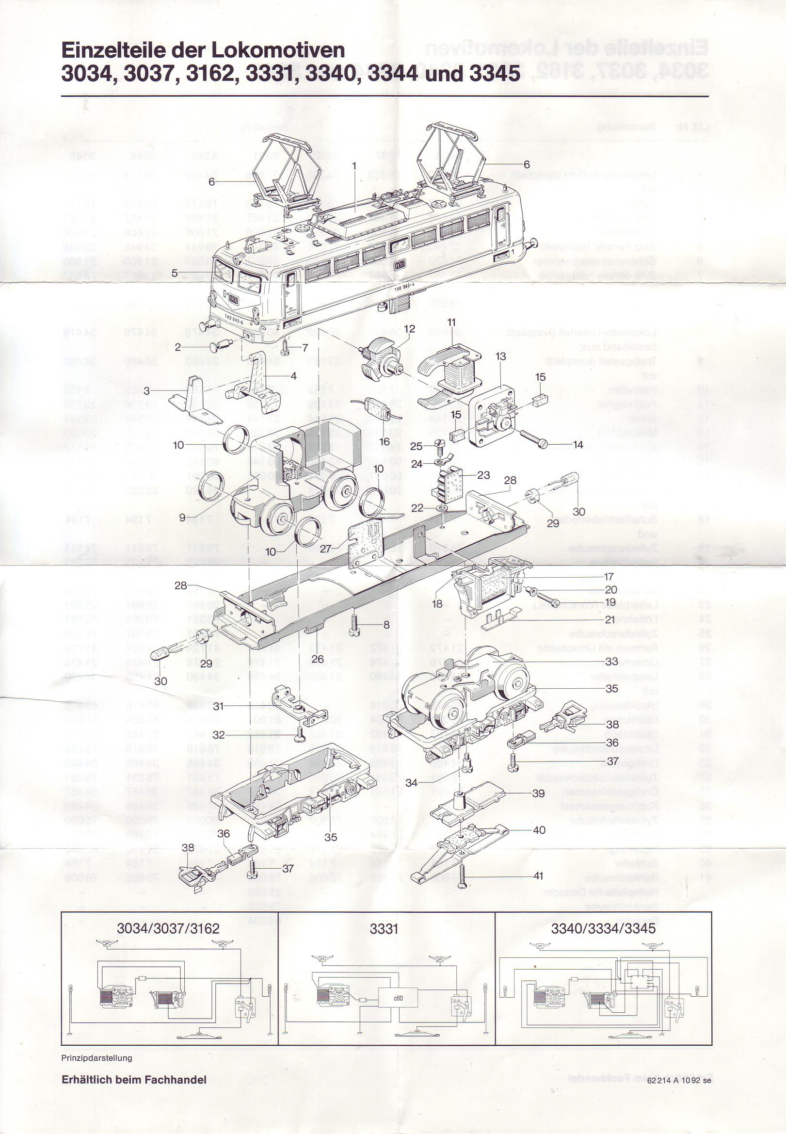 3034, 3037, 3162, 3331, 3340, 3344, 3345 (10/1992) 0204300 1992 – Einzelteile der Lokomotiven 3034 – 3037 – 3162 – 3331 – 3340 – 3344 und 3345 – 62 214 A 10 92 se (Bedienungsanleitung)-thumbnail