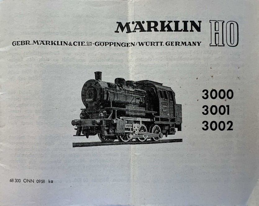 1958 : Bedienungsanleitung Rangier-Lokomotiven 3000, 3001, 3002 (1958 D) 68 300 ONN 0958 ka-thumbnail