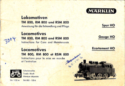 1953 / 11 : Anweisung zur Behandlung und Pflege der Lokomotiven TM 800, RSM 800 und RM 800 TM800_RM800_RSM800_betriebsanleitung-thumbnail