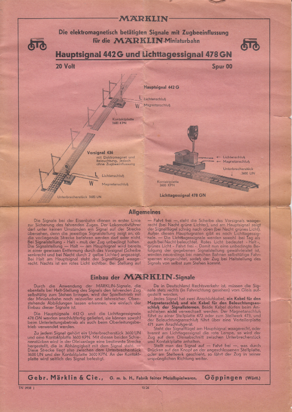 TN 0938 j – Bedienungsanleitung Hauptsignal 442 G und Lichttagessignal 478 GN-thumbnail