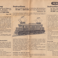 1951 : Anweisung zur Behandlung und Pflege der elektrischen Personen- und Schnellzug-Lokomotiven SE 800 und SEW 800 Spur H0 TN 05 51 r – Anweisung SE800-SEW800-thumbnail